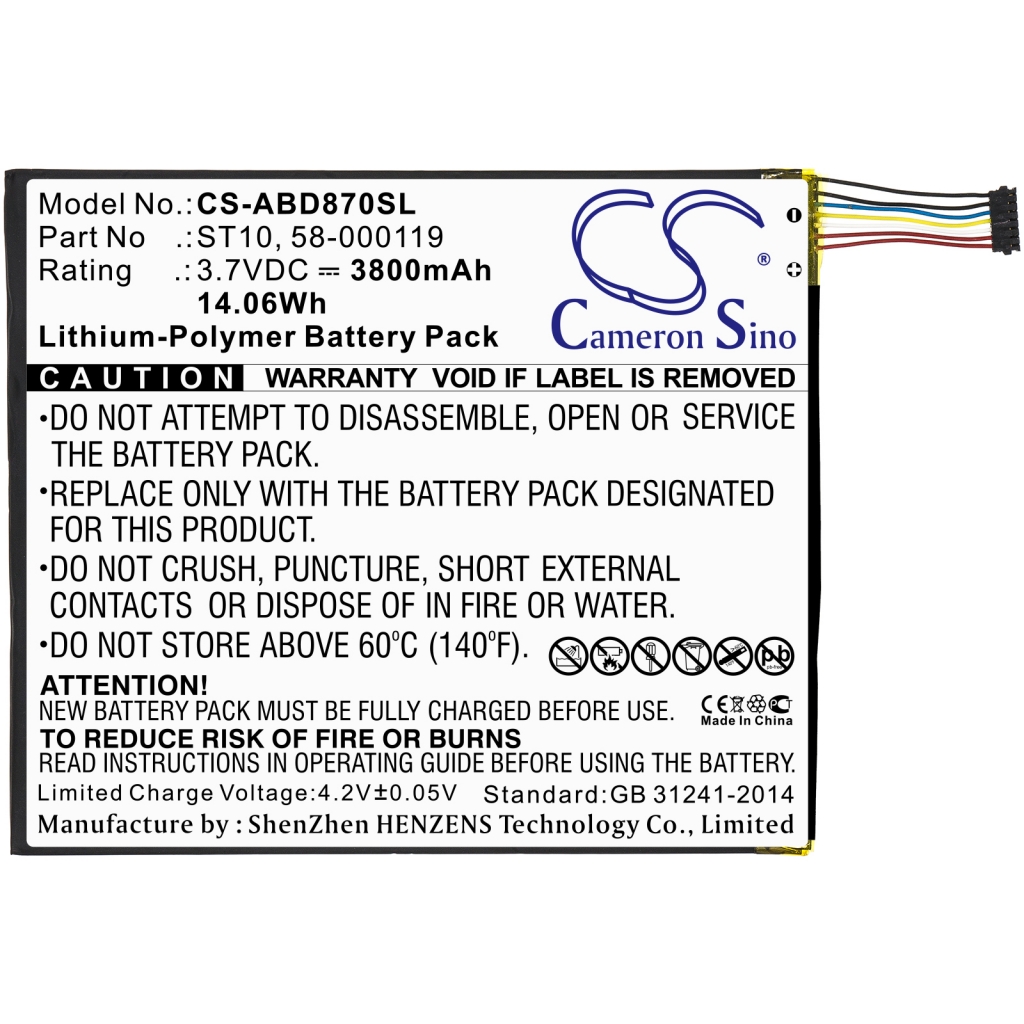 Batterier Batterier för surfplattor CS-ABD870SL