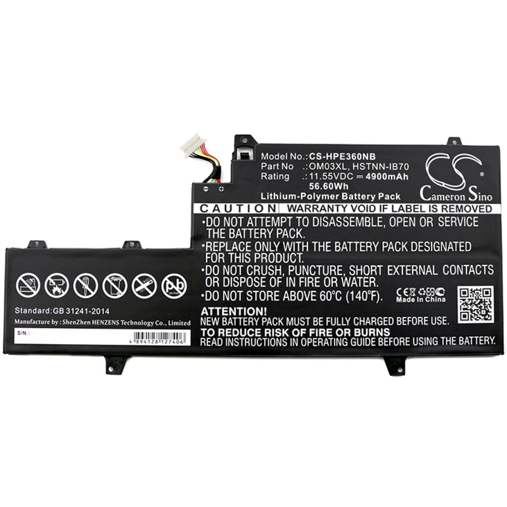 Batterier Ersätter EliteBook x360 1030 G2-Z2W73EA