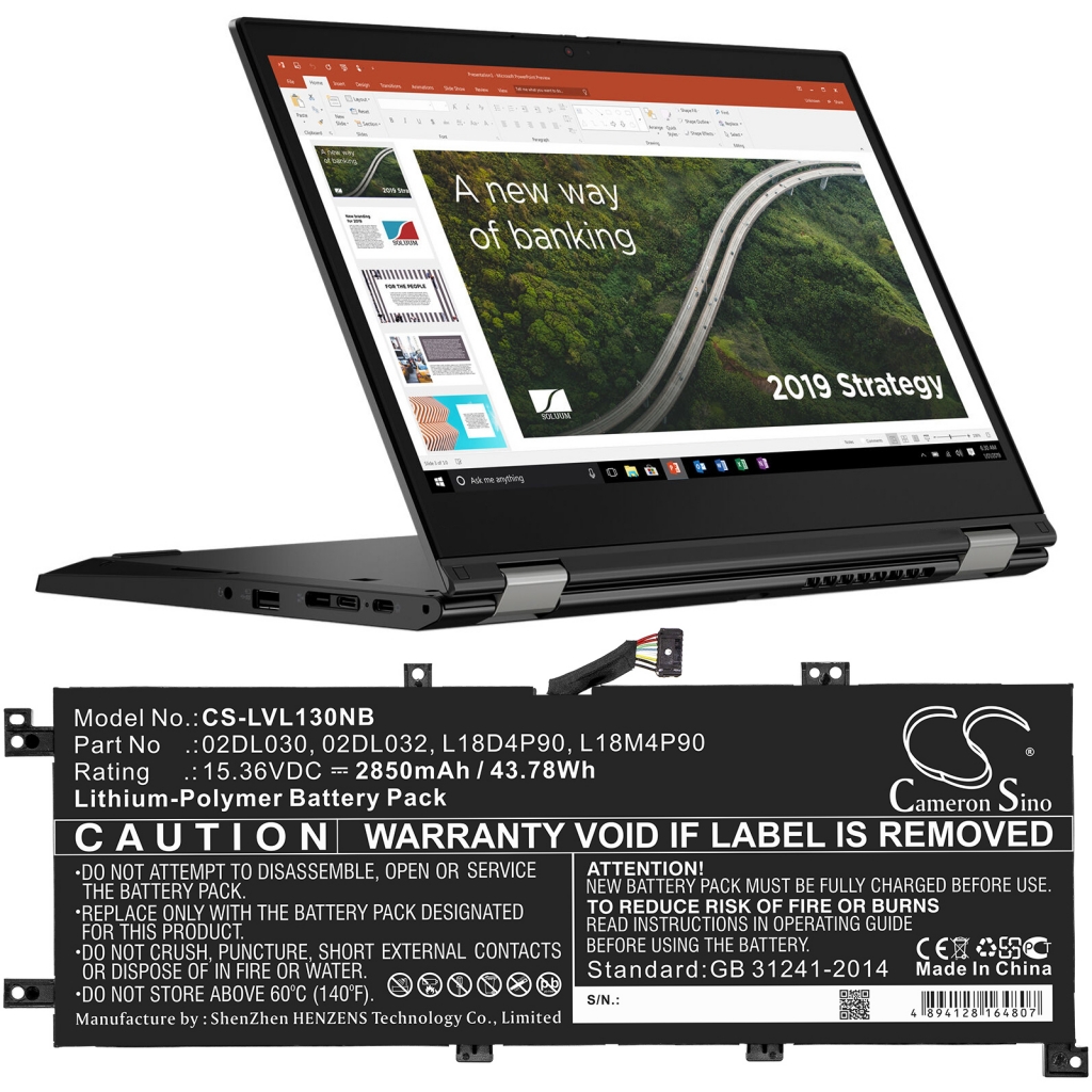 Batterier Ersätter ThinkPad L13 Yoga-20R6S0MV00