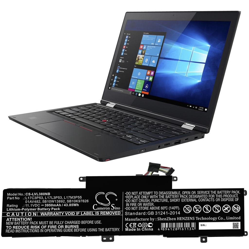 Batterier Ersätter ThinkPad L390 Yoga 20NUS2HK00