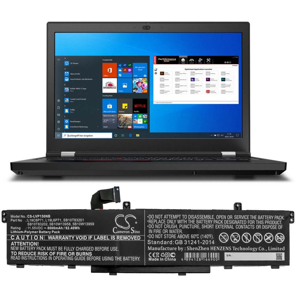 Batterier Ersätter ThinkPad P15 Gen 1 20SUS4BX00