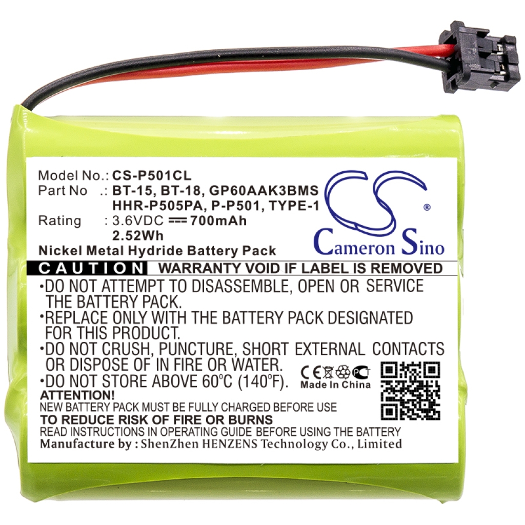 Batterier till trådlösa telefoner Radio Shack CS-P501CL