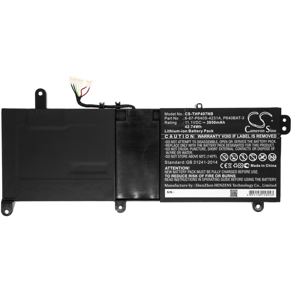 Batterier Ersätter XMG P407-QYN