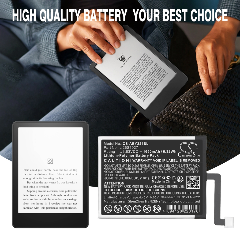 Batterier för elektroniska bokläsare Amazon CS-AEY221SL