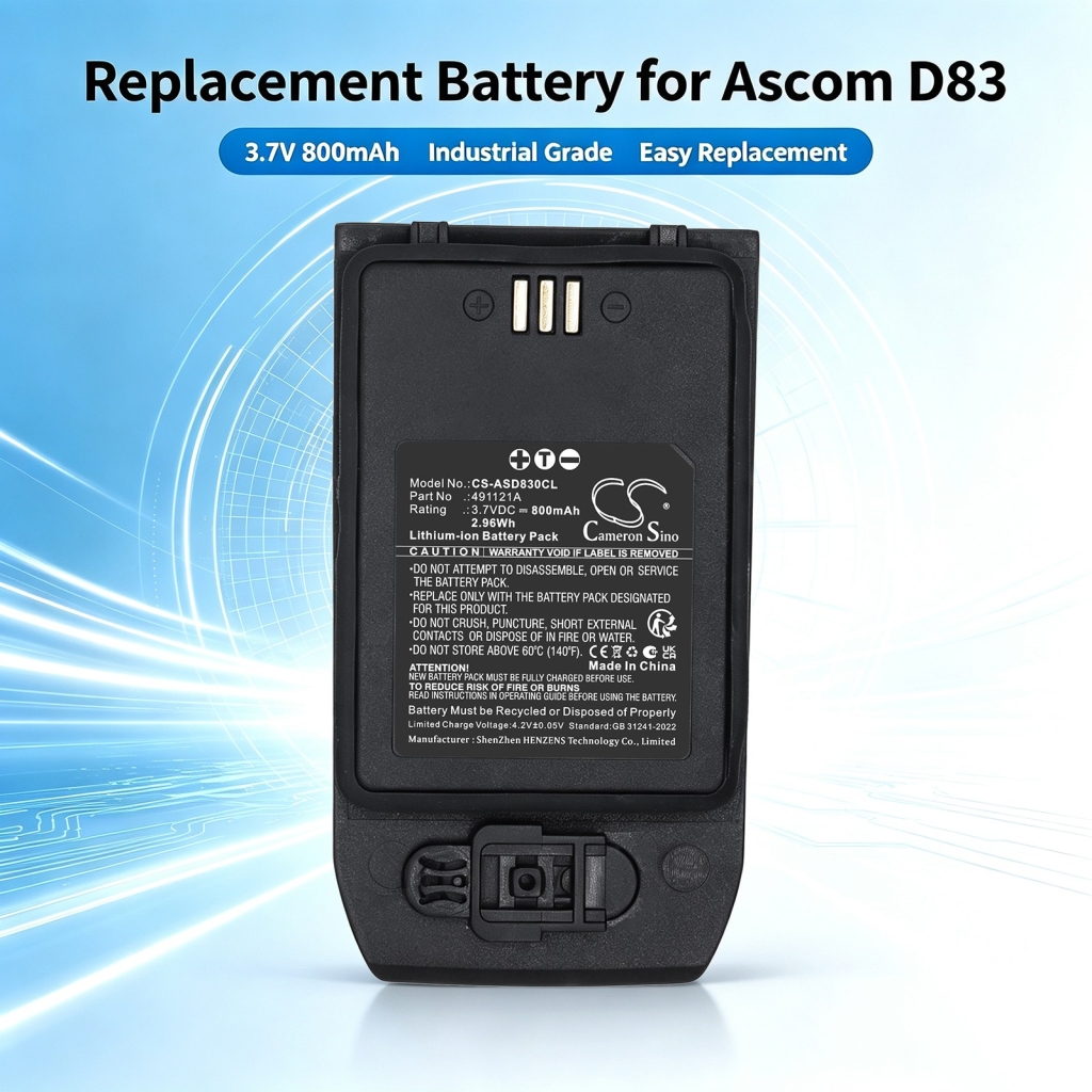 Batteries compatible with Ascom D83 D83 Messenger Talker CS-ASD830CL