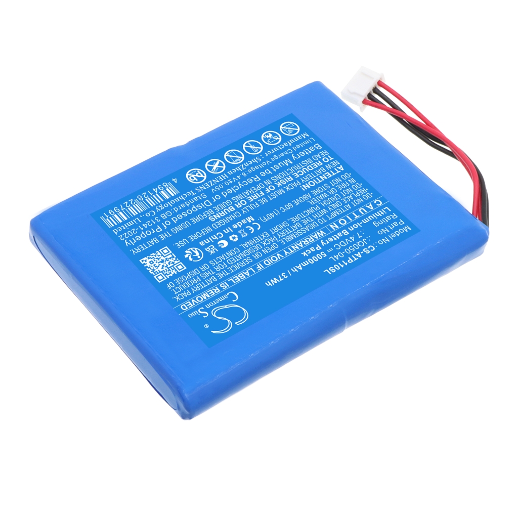 Reverse label view of blue pouch CS-ATP110SL with caution text and barcode