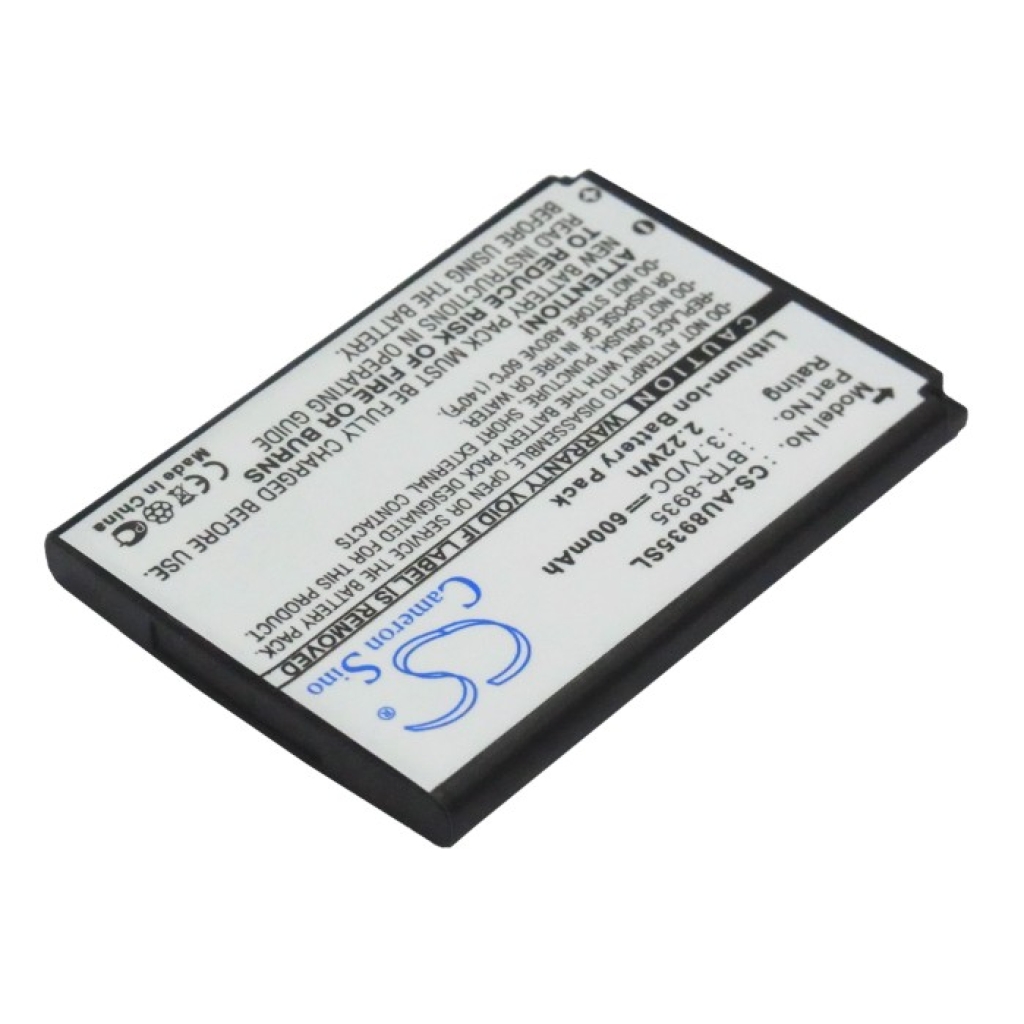CS-AU8935SL batteri baksida med säkerhetsikoner och streckkod