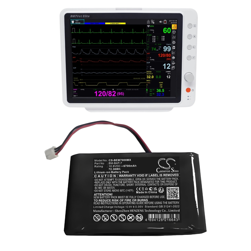 Batterier för medicintekniska produkter Bionet CS-BEM7000MX