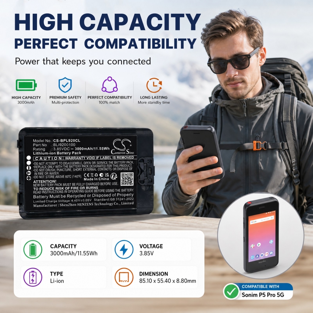 Batterier kompatibel med SpectraLink Versity 92 9240 9253 CS-BPL920CL