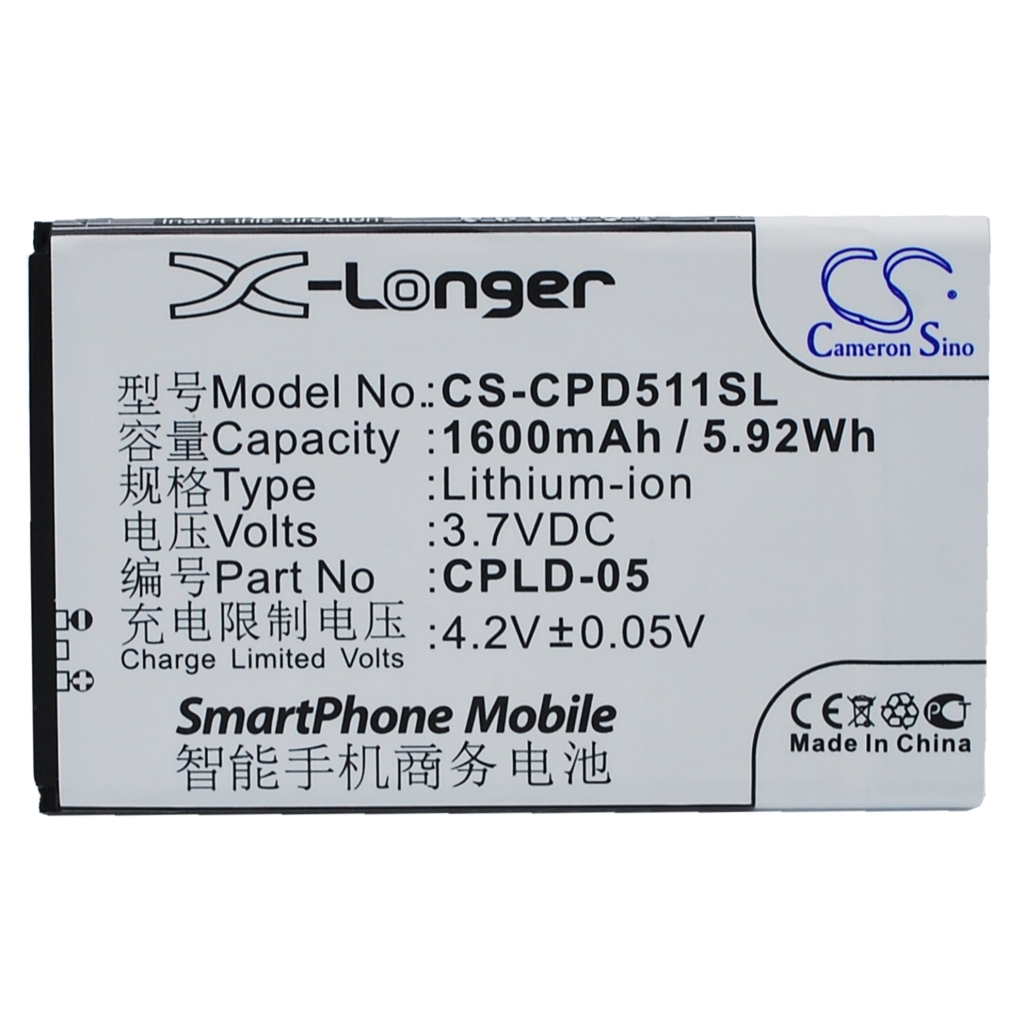 Cameron Sino CS-CPD511SL Li-ion telefonbatteri 3,7V 1600mAh, plan etikettvy