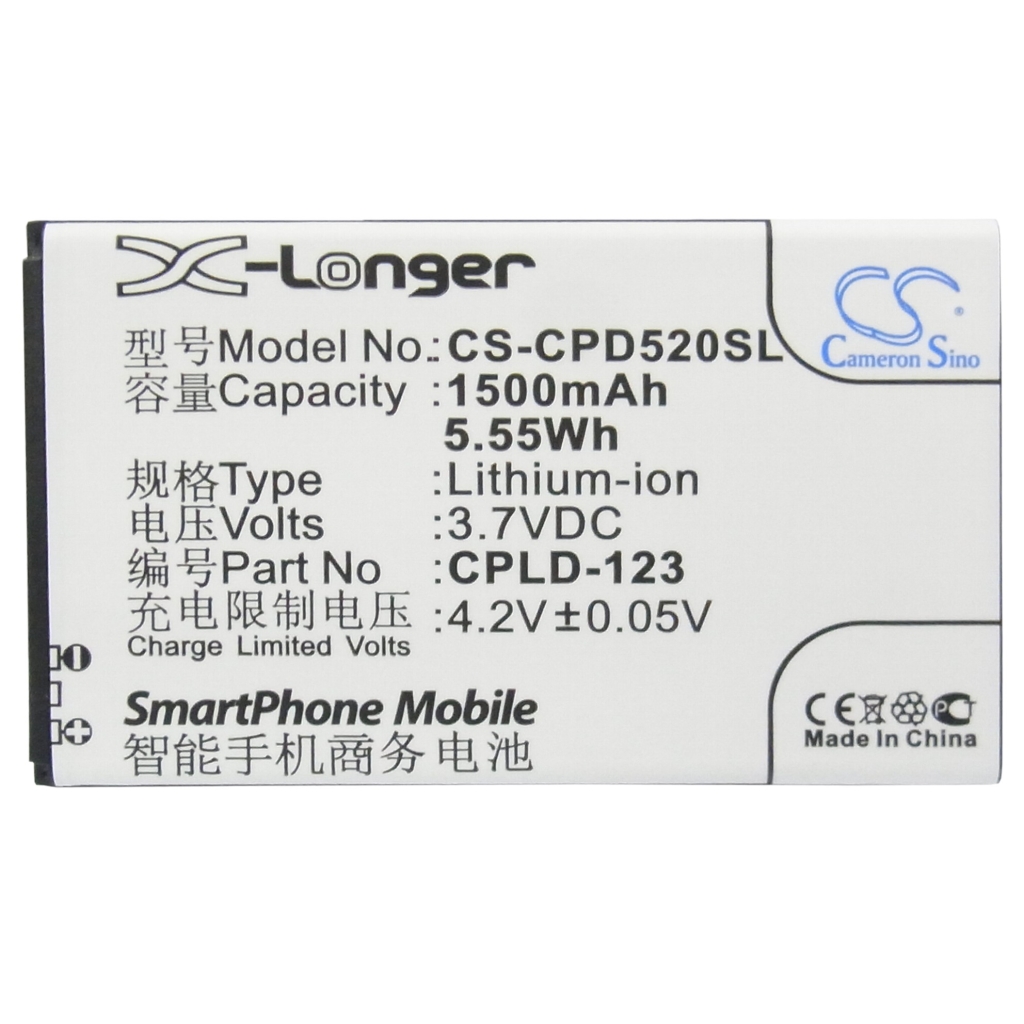 Cameron Sino CS-CPD520SL front label 1500mAh 3.7V flat view