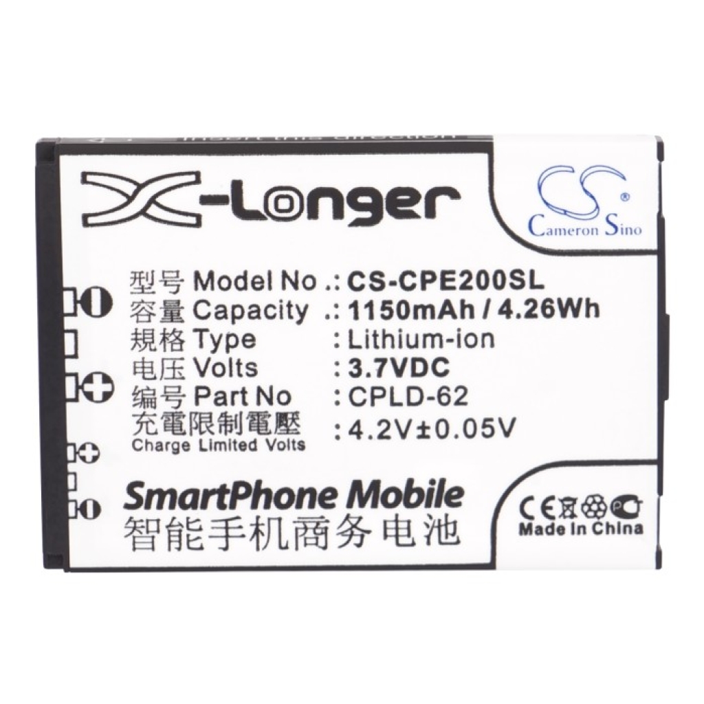 Cameron Sino CS-CPE200SL Li-ion batteri 1150mAh 3,7V, etikettvy uppifrån