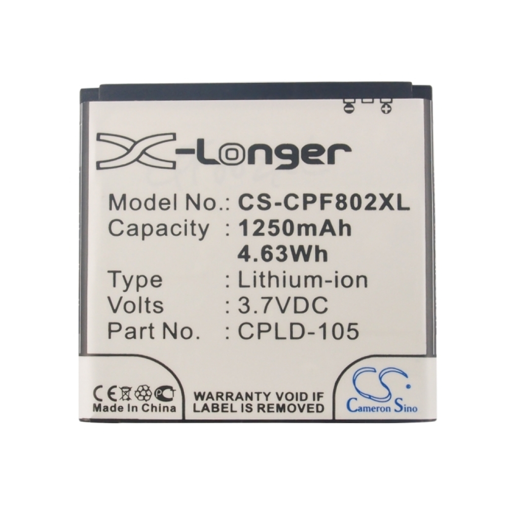 CS-CPF802XL frontetikett 1250mAh 3,7VDC CPLD-105 Li-ion Cameron Sino
