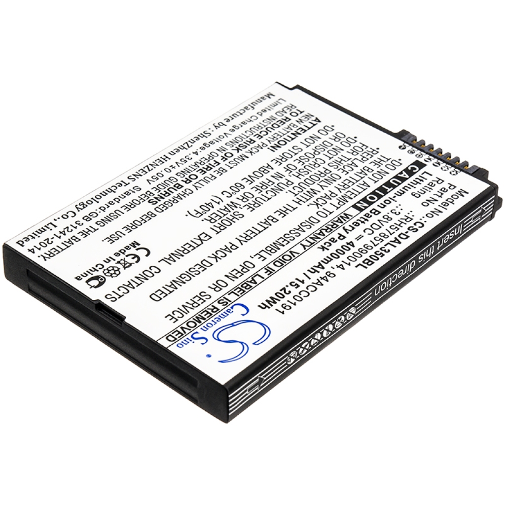 Etikettvy: CS-DAL350BL, 3,8VDC 4000mAh 15,20Wh, Lithium-ion Battery Pack