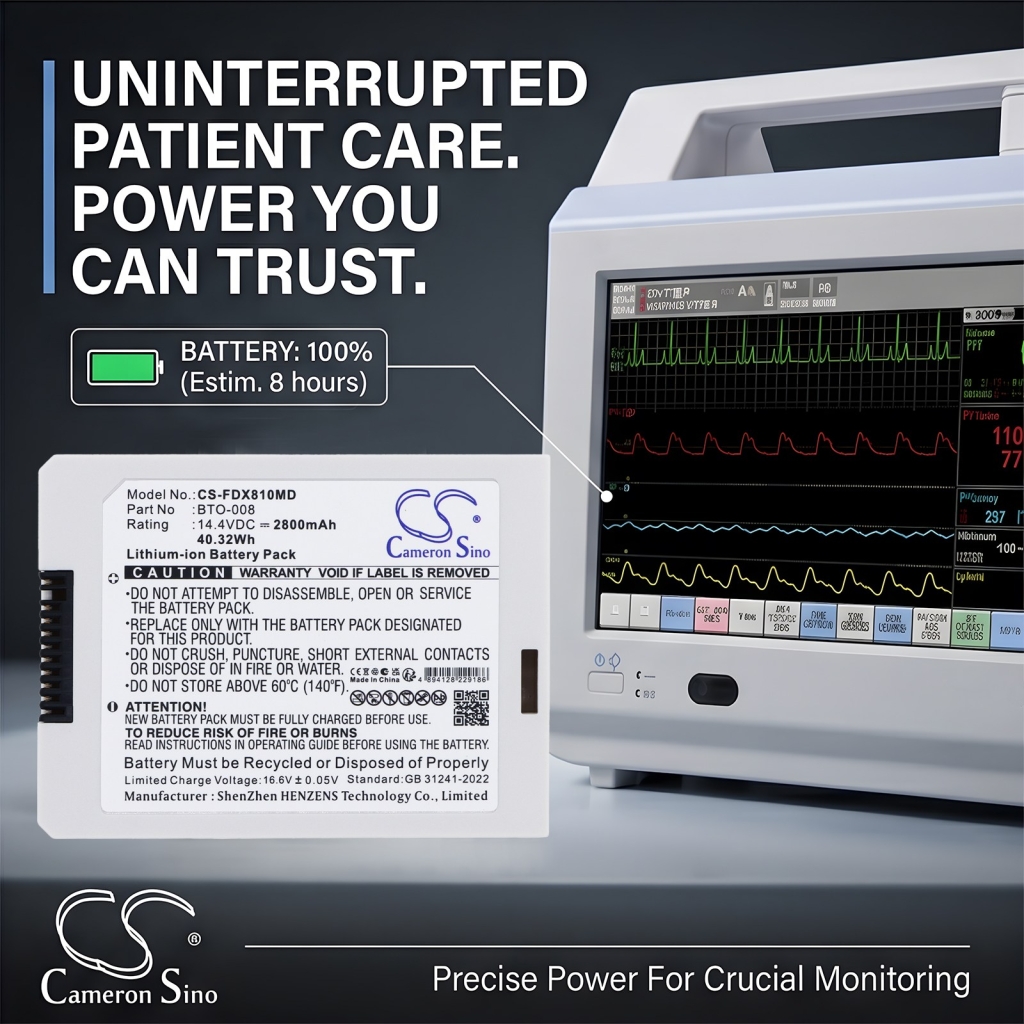 Batteri kompatibel med Fukuda denshi CS-FDX810MD