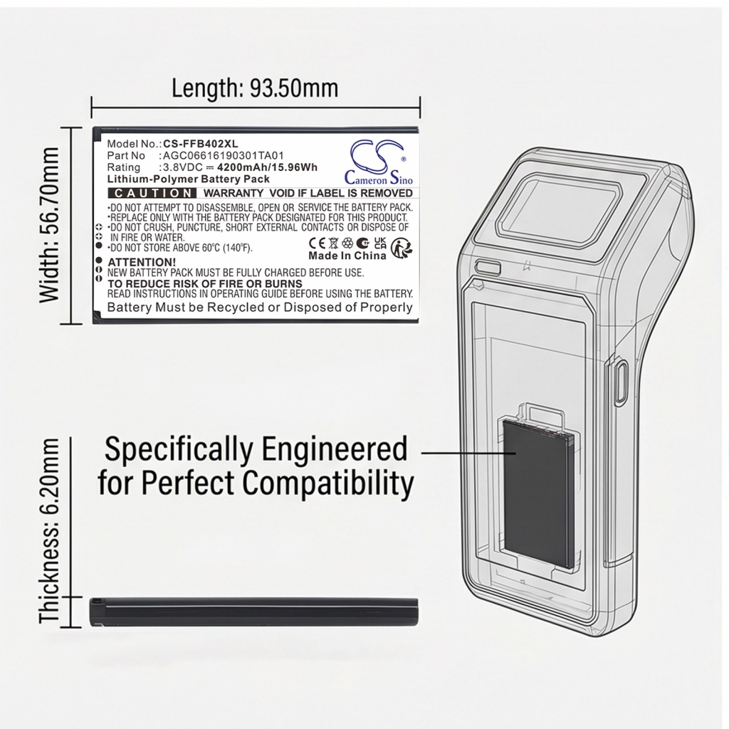 Batteri kompatibel med Famoco CS-FFB402XL
