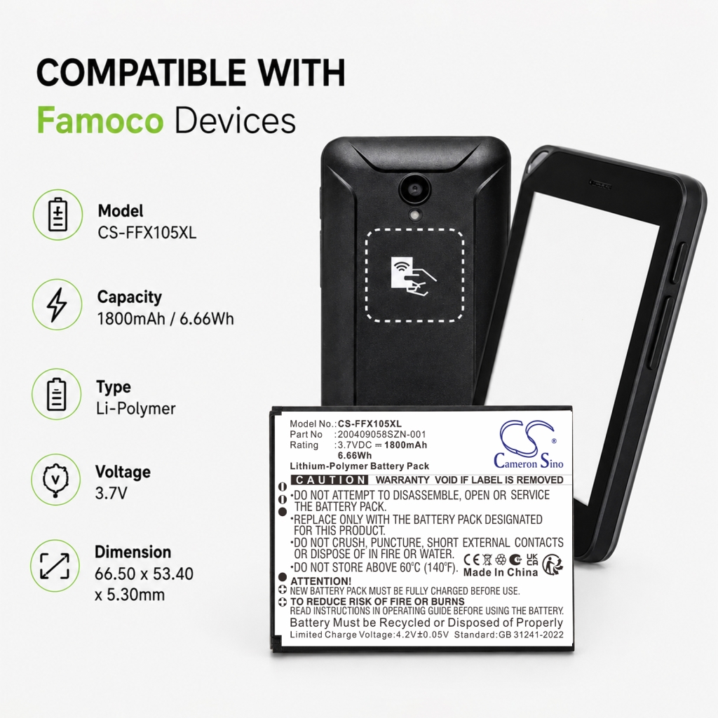 Batteri kompatibel med Famoco CS-FFX105XL