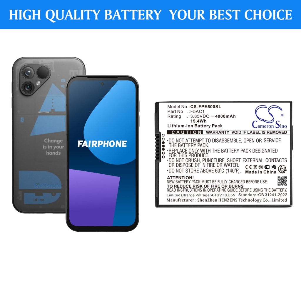 Batterier till mobiltelefoner Fairphone CS-FPE500SL