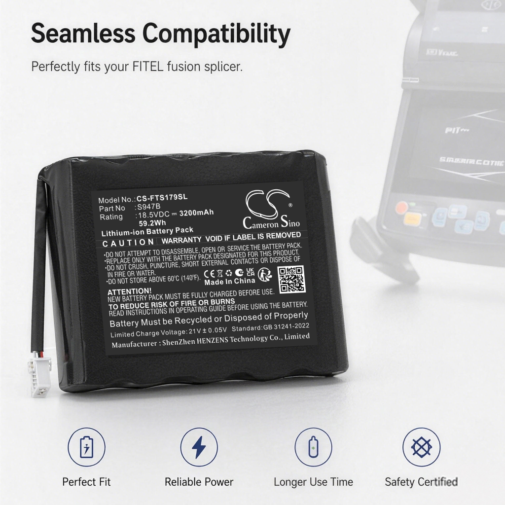 CS-FTS179SL 18,5V 3200mAh batteri kompatibelt med FITEL fibersvets