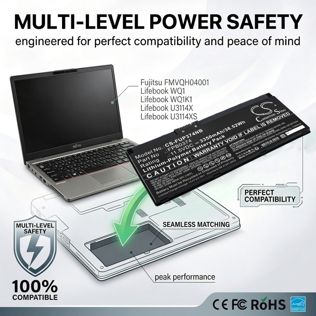 Batterier kompatibel med Fujitsu Lifebook U3114X U3114XS WQ1 CS-FUP374NB