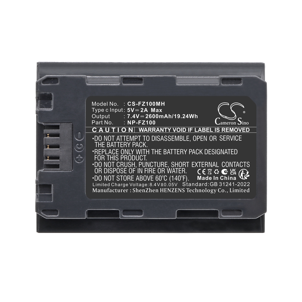 Cameron Sino CS-FZ100MH 7,4V 2600mAh NP-FZ100 batterietikett