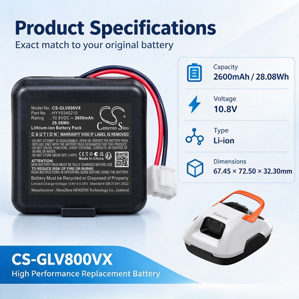 Batterier kompatibel med Gosvor LiteVac 800 Cordless Robotic Pool Cleaner CS-GLV800VX
