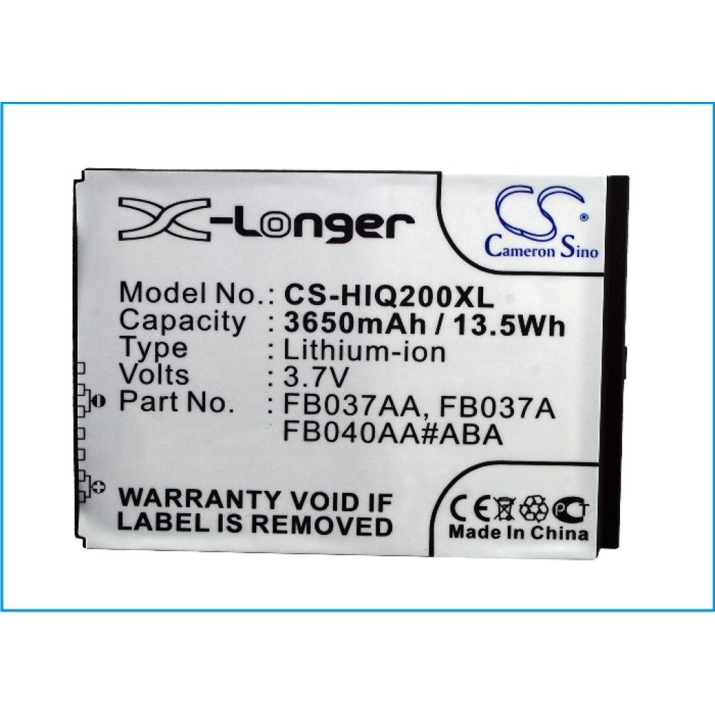 Cameron Sino X-Longer CS-HIQ200XL frontetikettvy: 3,7V 3650mAh Li-ion