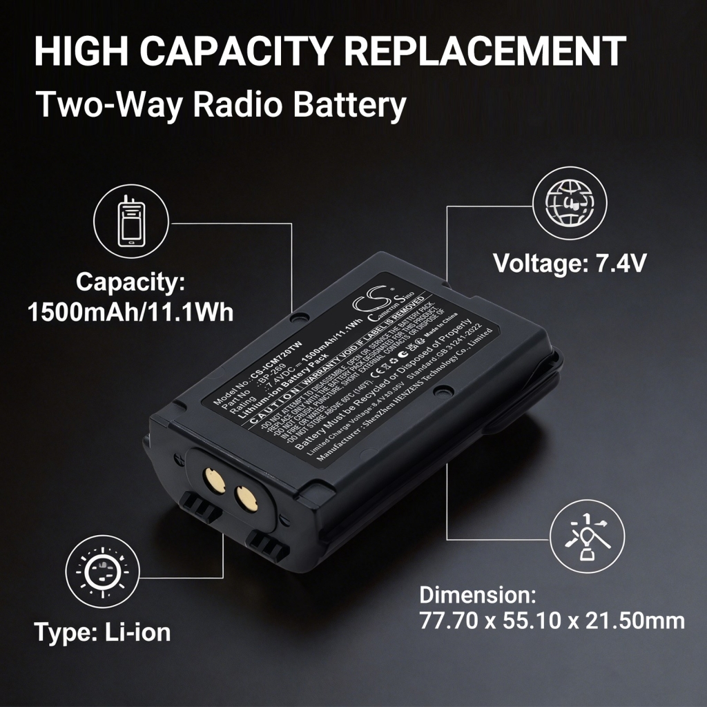 Batteri kompatibel med Icom CS-ICM720TW