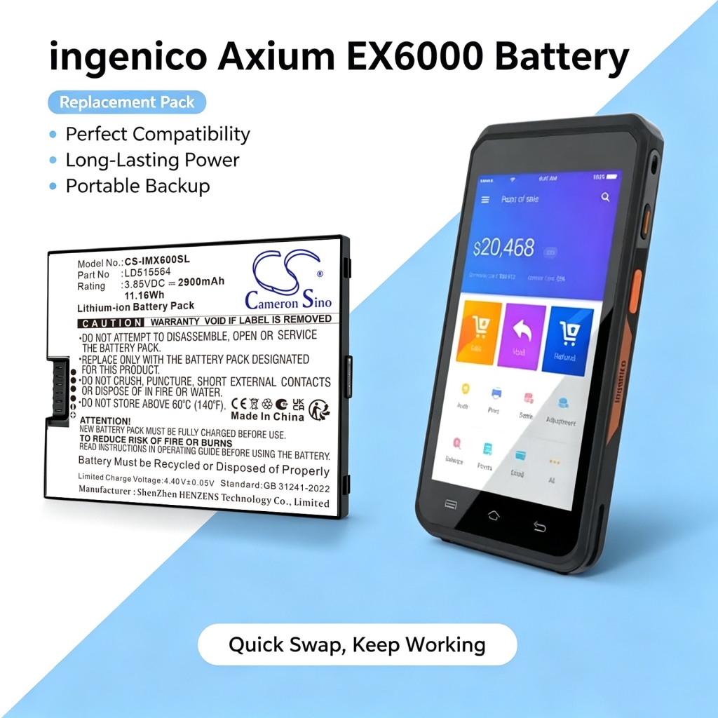 Batteri kompatibel med Ingenico CS-IMX600SL