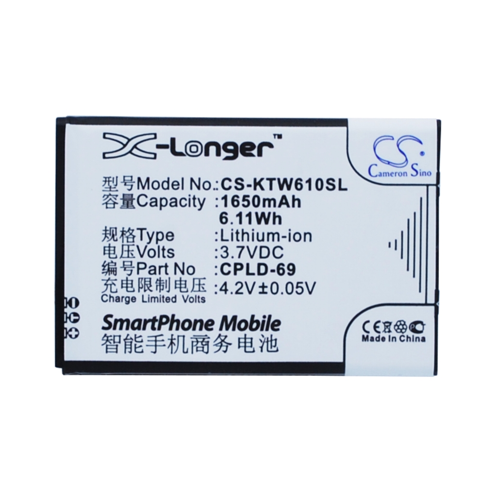 Batteri kompatibel med Coolpad K-Touch CS-KTW610SL