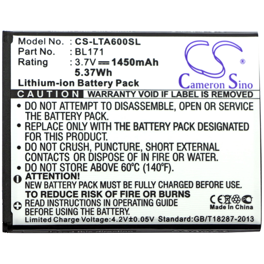 Batterier till mobiltelefoner Lenovo CS-LTA600SL