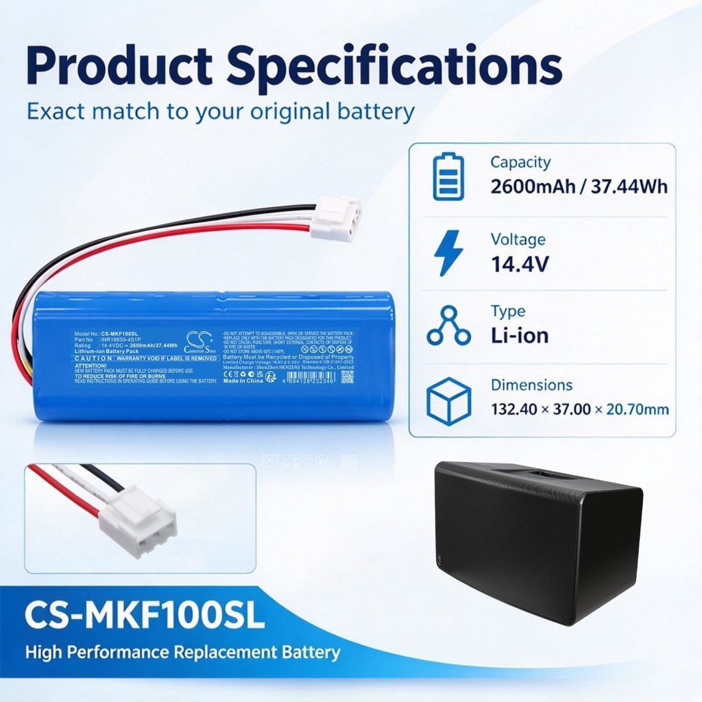 Batterier kompatibel med Mackie FreePlay Live Live 150W 2ch Personal PA System CS-MKF100SL