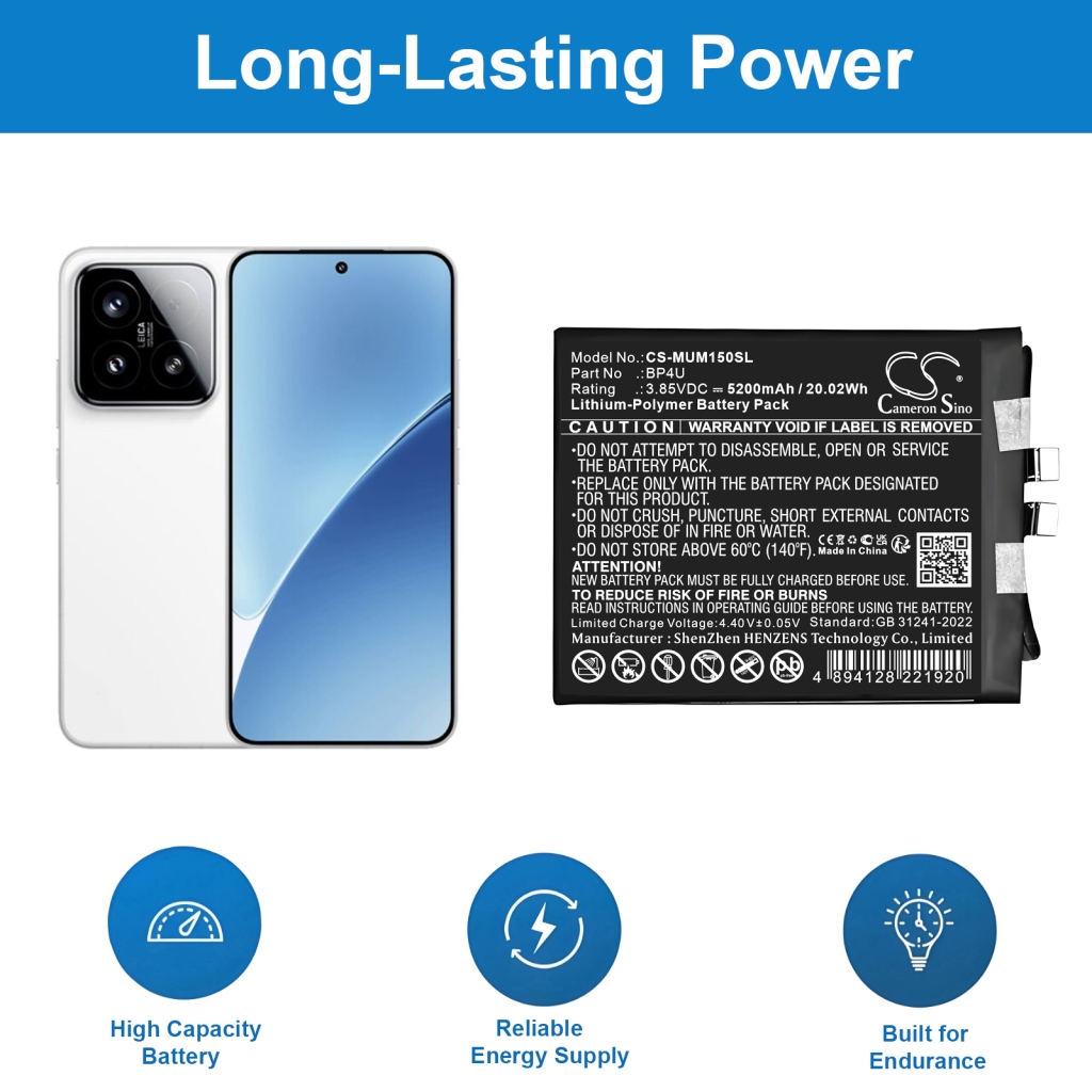 Batterier till mobiltelefoner Xiaomi CS-MUM150SL