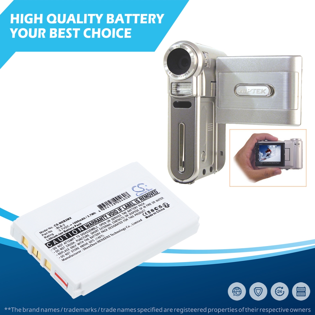 Battery compatible with Nokia Aiptek G-Shot Mitsuba Mustek SVP Fortuna Bell & howell Technaxx CS-NKB2MX