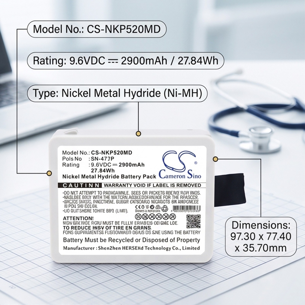 Batterier kompatibel med Nihon Kohden BSM-3000 BSM-3000 CS-NKP520MD