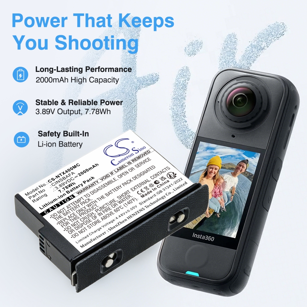 Batteri kompatibel med Insta360 CS-NTX400MC