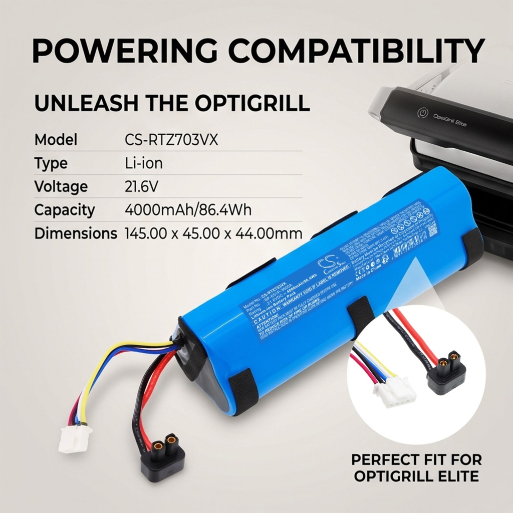 Batteri kompatibel med Rowenta CS-RTZ703VX