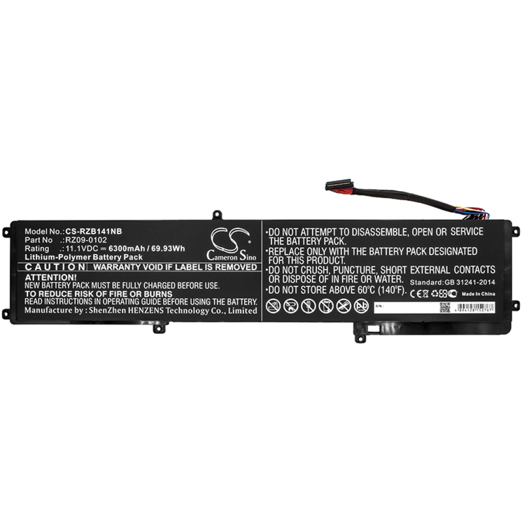 Batterier till bärbara datorer Razer CS-RZB141NB