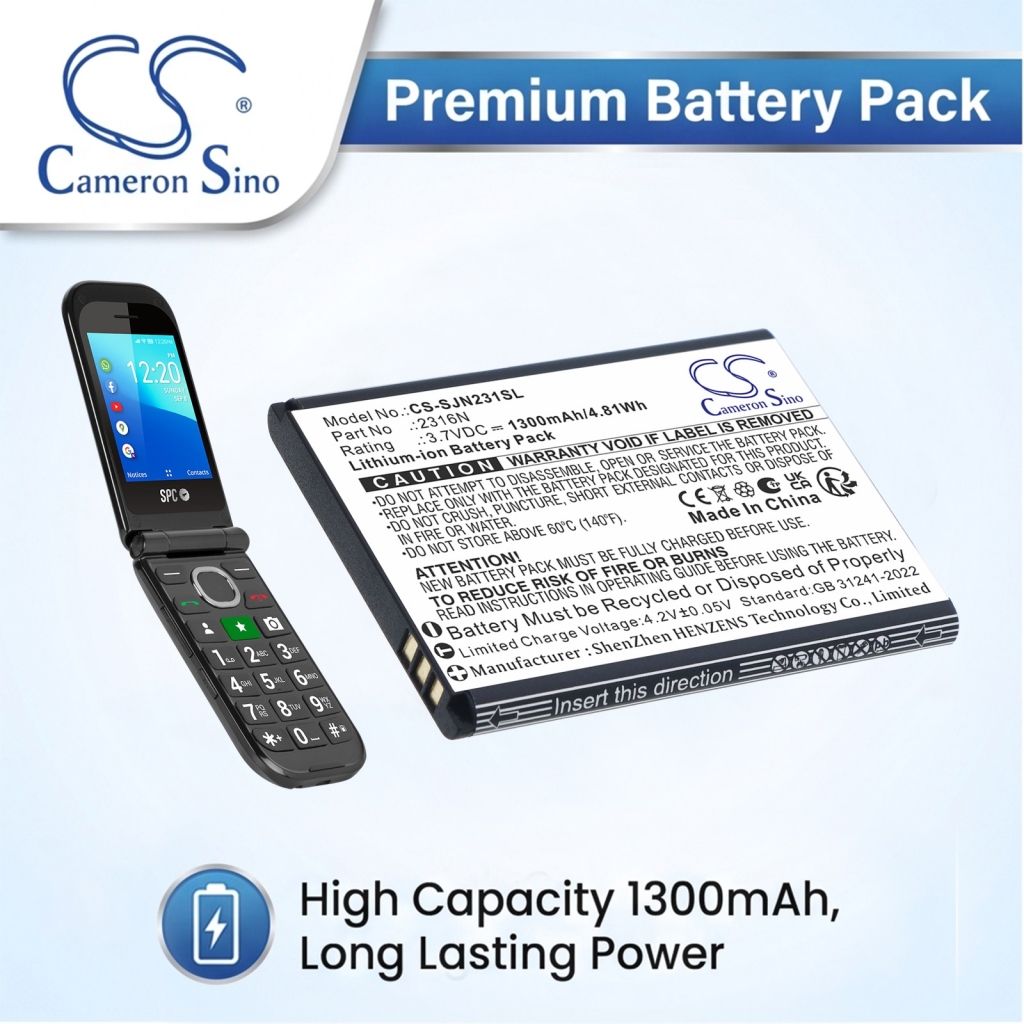 Batterier kompatibel med SPC Jasper 2 4G 2316N 2327N CS-SJN231SL