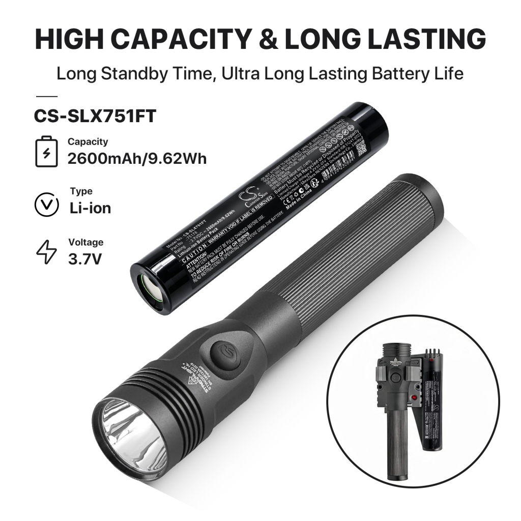 Batterier kompatibel med Streamlight Stinger LED CS-SLX751FT