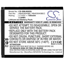 Kompatibel batteribyte för Samsung AB483640BE,AB483640BEC,AB483640BU,AB483640DU,BST3108BC