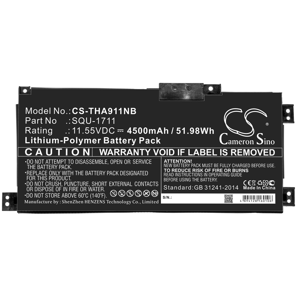 Batterier till bärbara datorer Thunderobot CS-THA911NB