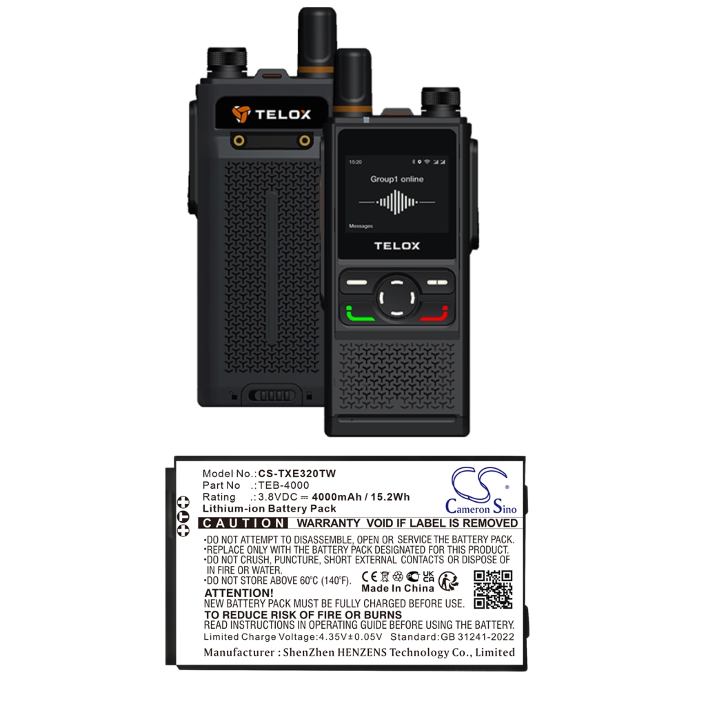 Batterier till radioapparater Telox CS-TXE320TW