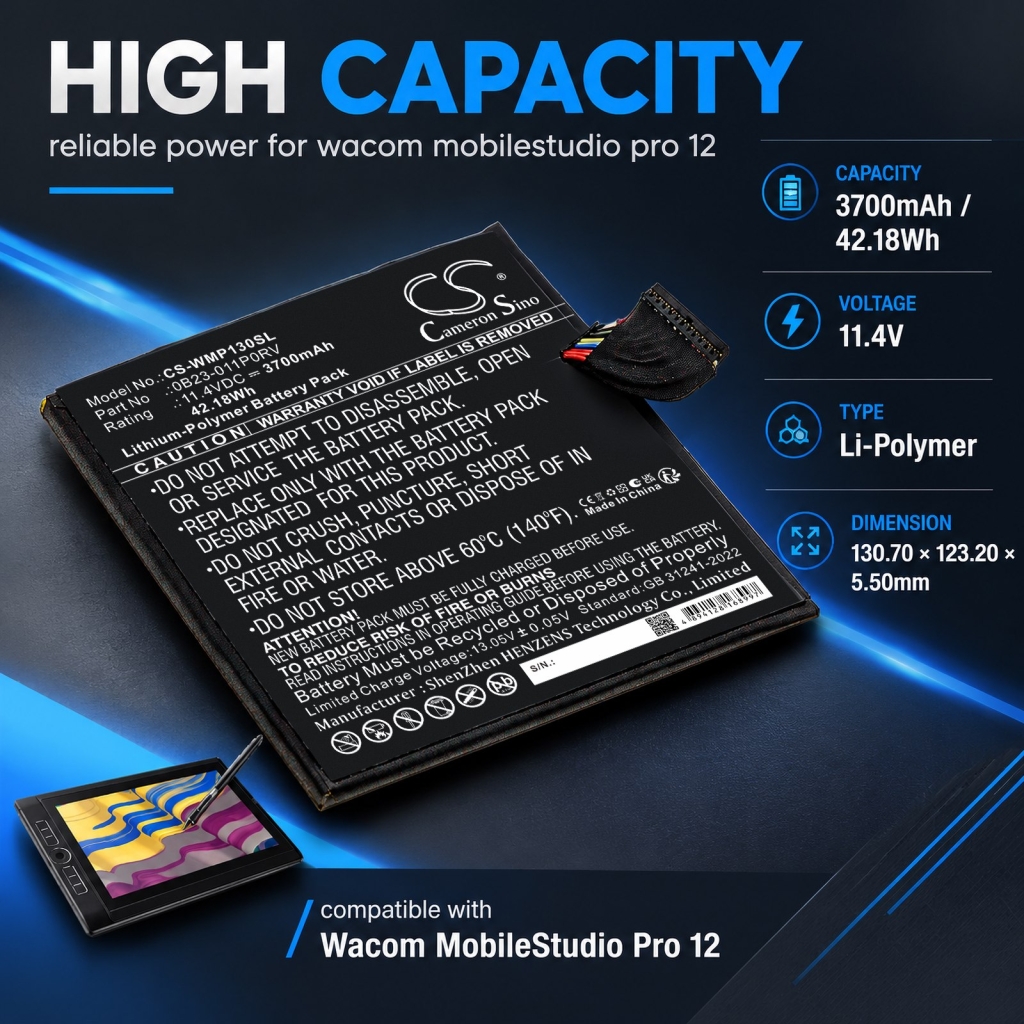 Batterier kompatibel med Wacom MobileStudio Pro 12 Pro 13 CS-WMP130SL