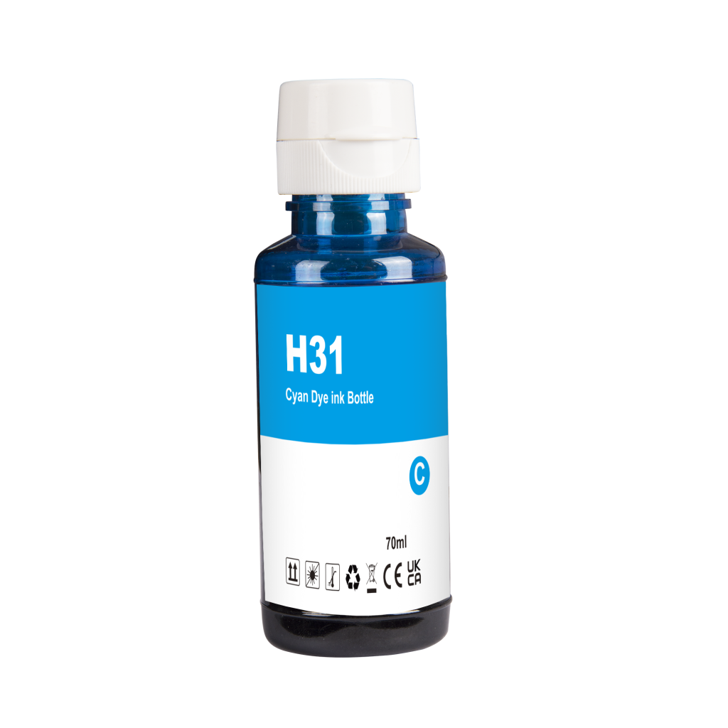 Compatible with HP 31 C / 70ml Ink Cyan (Printing ink)